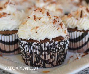 Chocolate Banana Cupcakes with Coconut Cream Frosting