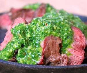 The Perfect Cast Iron Ribeye with Chimichurri Sauce