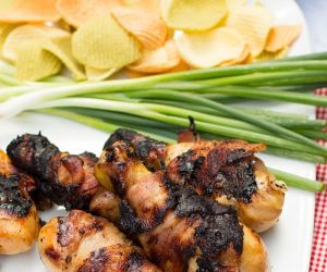 Grilled Bacon-Wrapped Chicken Legs Recipe with Honey and Soy