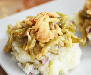 Green Bean Casserole Over Mashed Potatoes