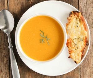 Butternut Squash Soup with Sage and Gruyere Toast