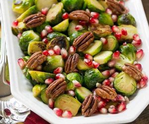 Pomegranate Pecan Brussels Sprouts