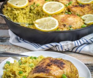 One Pot Lemon Garlic Chicken with Yellow Rice