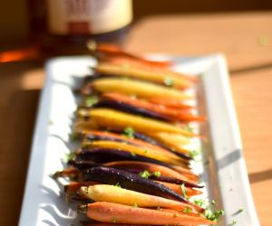 Bourbon, Maple, and Brown Sugar Roasted Baby Rainbow Carrots