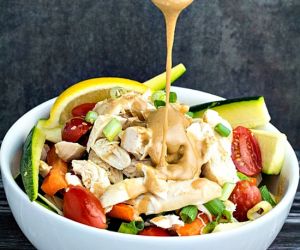 Grilled Chicken Salad & Thai Peanut Dressing