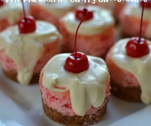 Mini Maraschino Cherry Cheesecakes