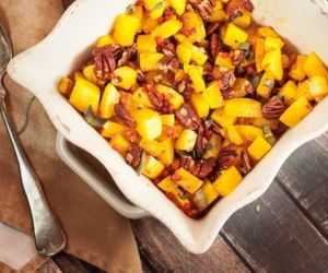 Maple Cayenne Butternut Squash with Pancetta & Pecans