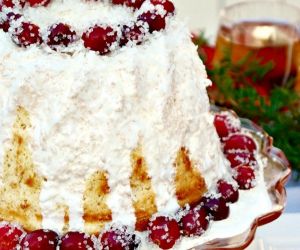 Chiffon Cake with Sugared Cranberries