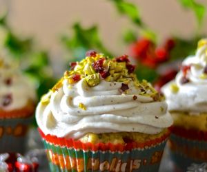 Cranberry Orange & Pistachio Muffins With Vanilla Cream