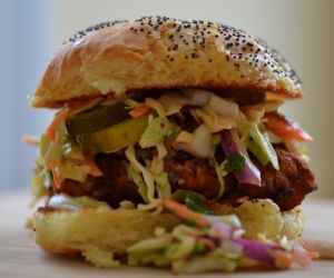 Buttermilk Fried Chicken Sandwich with Spicy Chipotle Cilantro Slaw