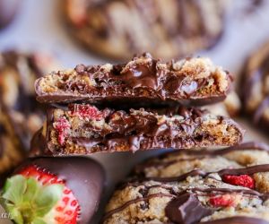 Chocolate-Dipped Strawberry Chocolate Chip Cookies