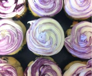 Delicious Blueberry Cupcakes with Blueberry Icing and Cream Cheese Filling