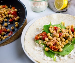 Veggie Feta Chickpea Tortilla Wraps