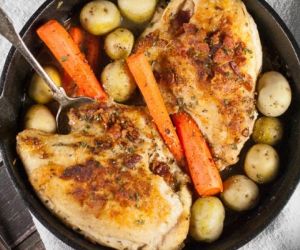 Cast Iron Skillet Roasted Chicken Breasts with Carrots & Potatoes