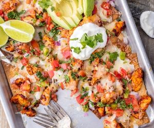 Tequila Lime Baked Chicken Nachos