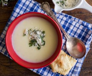 Creamy Potato Soup and Homemade Crackers