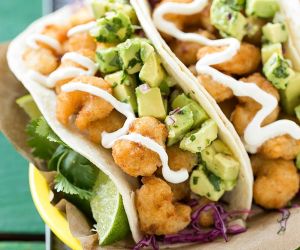 Fried Shrimp Tacos with Avocado Relish