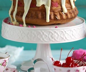 Cherry Almond Ricotta Bundt Cake