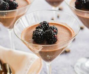 Dark Chocolate Panna Cotta with Fresh Blackberries