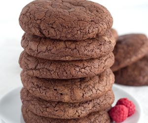 Raspberry Cheesecake Stuffed Fudge Cookies