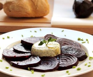 Roasted Beets with Aromatized Feta Mousse