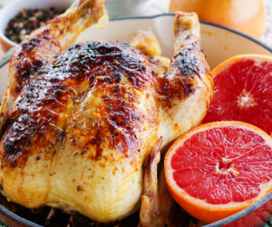 Ruby Red Grapefruit Honey Glazed Skillet Chicken