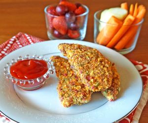 Rainbow Cracker and Pecan Crusted Chicken Fingers