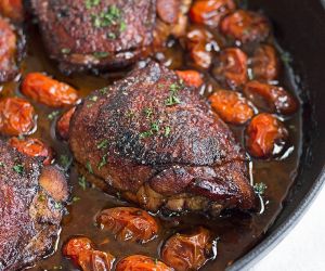 One Pan Roasted Balsamic Chicken and Tomatoes