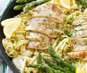 Lemon Asparagus Pasta with Grilled Chicken