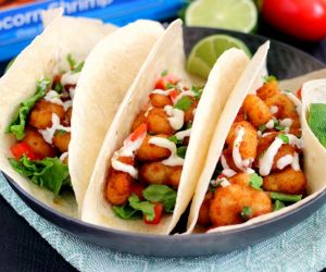 Cilantro Lime Popcorn Shrimp Tacos