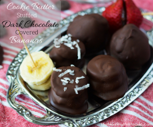 Cookie Butter Stuffed Dark Chocolate Covered Bananas