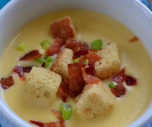 Creamy Cheddar Soup with Bacon & Croutons