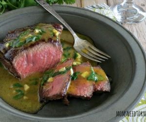 Pan Seared Steak with Cilantro Butter Sauce