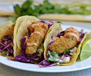 Fried Avocado Fish Tacos with Chipotle Sauce