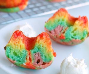 Rainbow Mini Bundt Cakes with Marshmallow Buttercream
