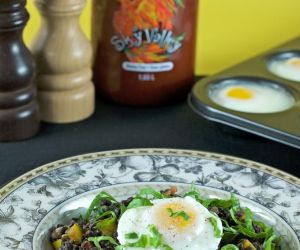 Poached Eggs & Lentil Hash