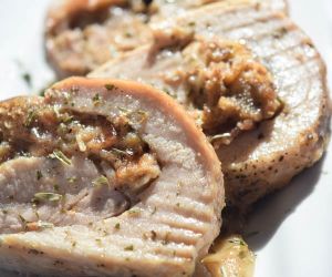 Pork Loin Roulade with Mustard Pale Ale Sauce