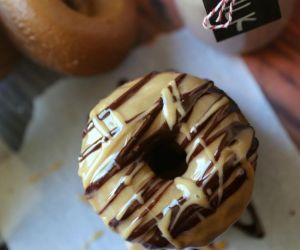 Double Chocolate Baked Cake Donuts with Peanut Butter Glaze