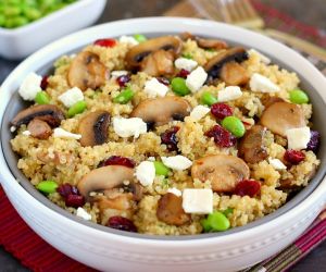 Cranberry, Edamame and Mushroom Quinoa Bowl