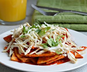 Red Chilaquiles with Chicken