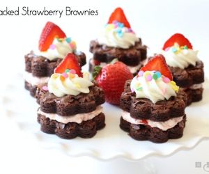 STACKED STRAWBERRY BROWNIES