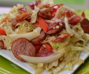 Cabbage Bacon Sausage Stir Fry