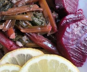 Sauteed Beets with their Greens in Garlic