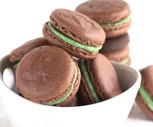 Thin Mint Chocolate Macarons