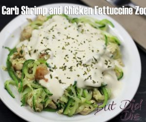 Low Carb Shrimp and Chicken Fettuccine Zoodles