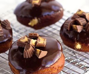Chocolate Glazed Peanut Butter Filled Donuts
