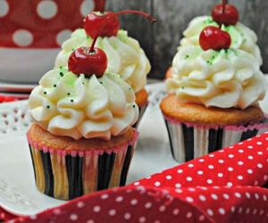 SHIRLEY TEMPLE CUPCAKES WITH LIME FROSTING RECIPE