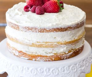 Berry Vanilla Naked Cake with Lemon Whipped Cream Frosting