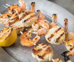 Grilled shrimp and scallop kabobs
