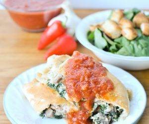 Turkey Sausage and Kale Calzones with Marinara Sauce